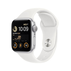 Refurbished Apple Watch SE (2022) - 44mm Silver Aluminium Case with White Sport Band